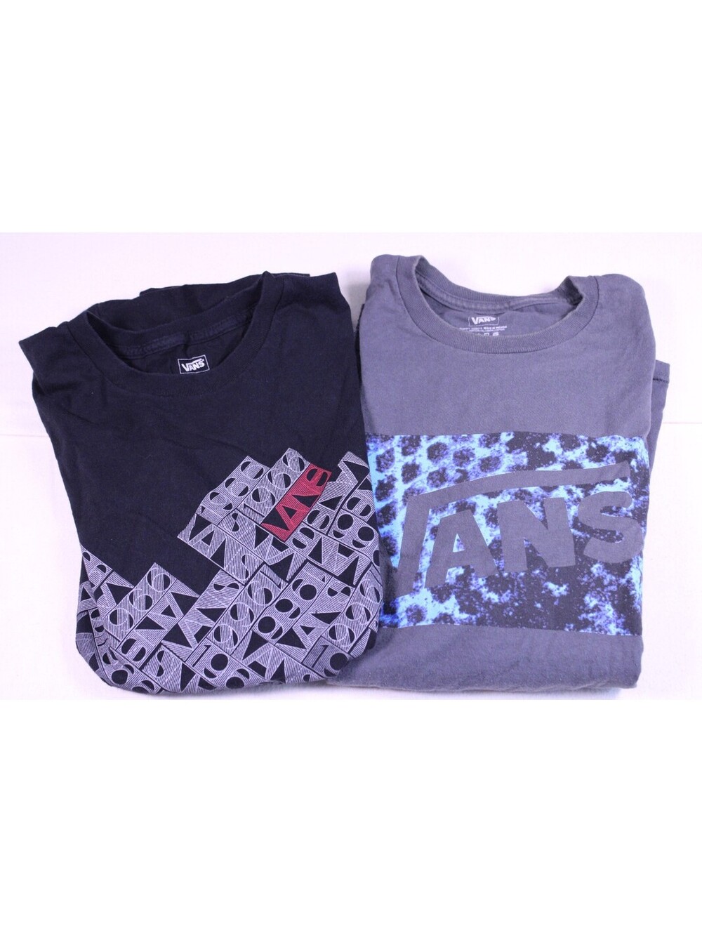 Vans Men Graphic T-Shirt Bundle Lot of 2 Black Grey Short Sleeve Size L